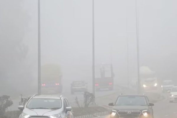 चाकण एमआयडीसीत धुक्याची चादर; नागरिकांना येतोय गुलाबी थंडीचा अनुभव