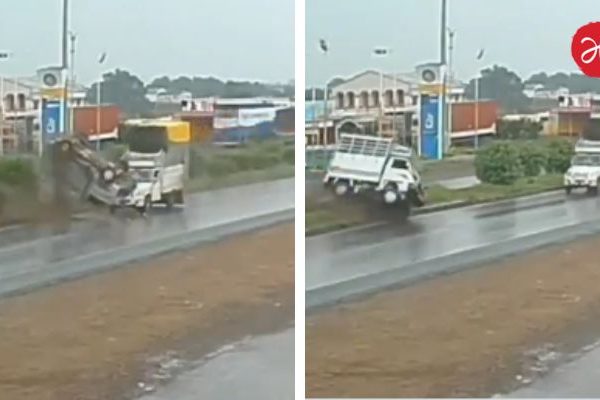 पुणे-सोलापूर महामार्गावर थरारक अपघात! डिव्हायडर ओलांडून टेम्पो दुसऱ्या वाहनाला धडकला; व्हिडिओ व्हायरल