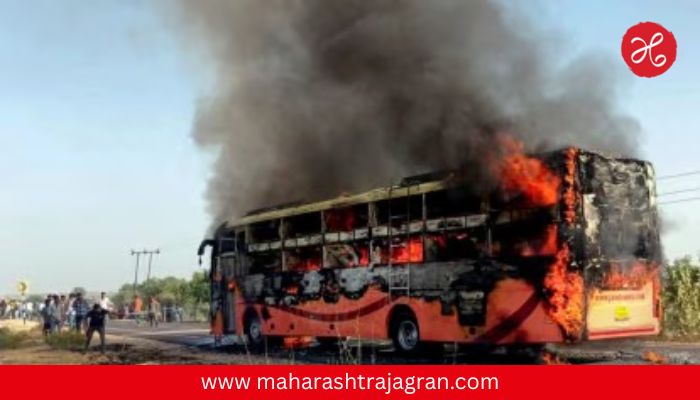 अग्नितांडव..! धावत्या बसला भीषण आग, २० जणांचा होरपळून मृत्यू; १६ गंभीर जखमी
