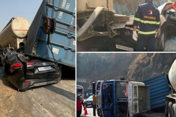 Mumbai-Pune Expressway Accident: कंटेनर चालकाचे नियंत्रण सुटले; 5 वाहनांना धडक, मुंबई-पुणे द्रुतगती मार्गावरील भीषण अपघातात तिघांचा मृत्यू